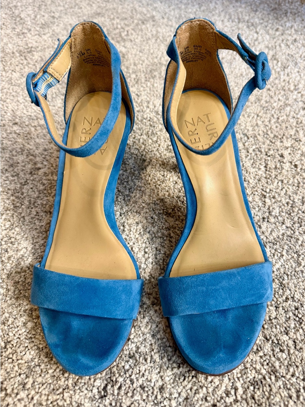Naturalizer Teal Blue Suede Ankle-Strap Sandals